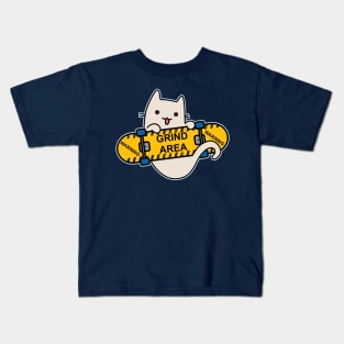 Cat and Skateboard Skateboarding Cat Grind Kids T-Shirt